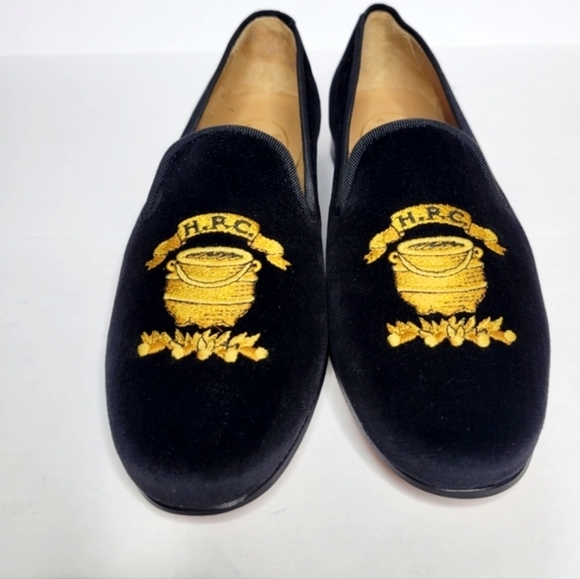 Stubbs & Wootton Shoes - Stubbs and Wootton Hasty Pudding Pot Black Velvet Loafers Women's Size 9